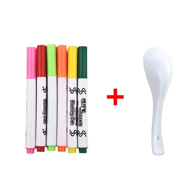 Magic Pen - Caneta Mágica de Tinta Flutuante I&C 3 Criativaê 6 cores + Colher de cerâmica