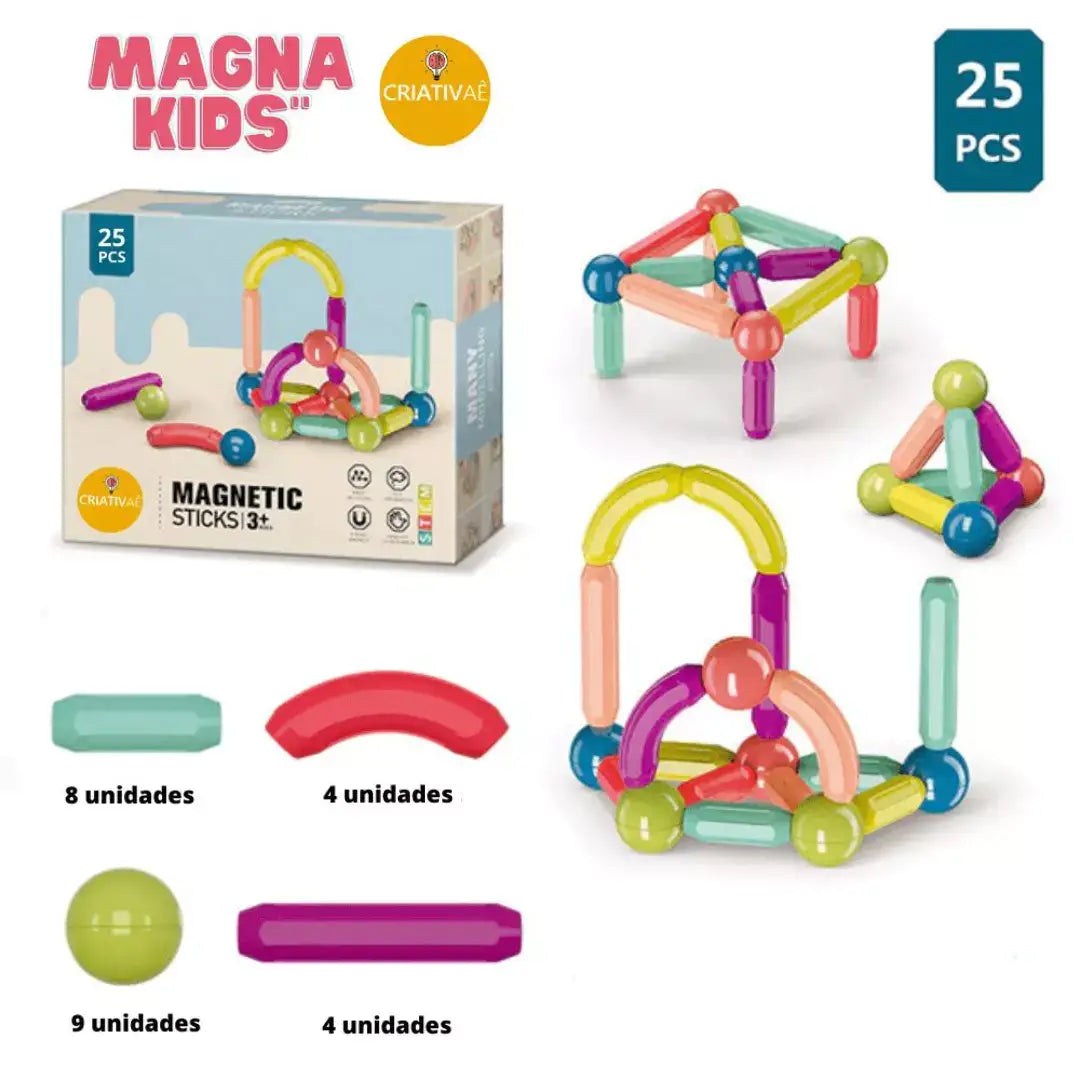 Magna Kids - Conjunto de Bolas e Hastes Magnéticas Criativaê 3+ Criativaê