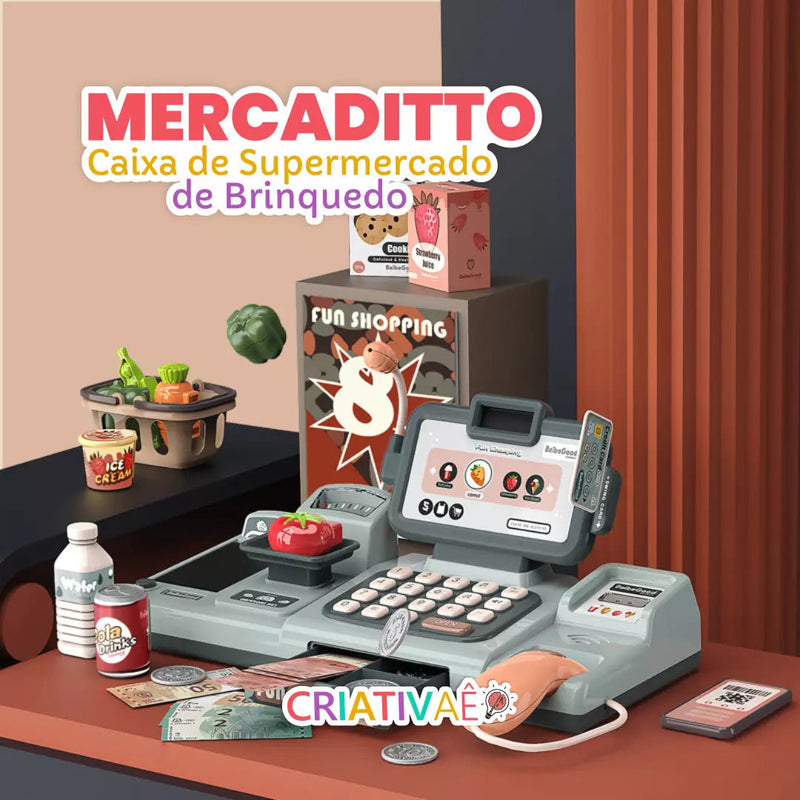 Mercaditto - Caixa de Supermercado de Brinquedo Criativaê 