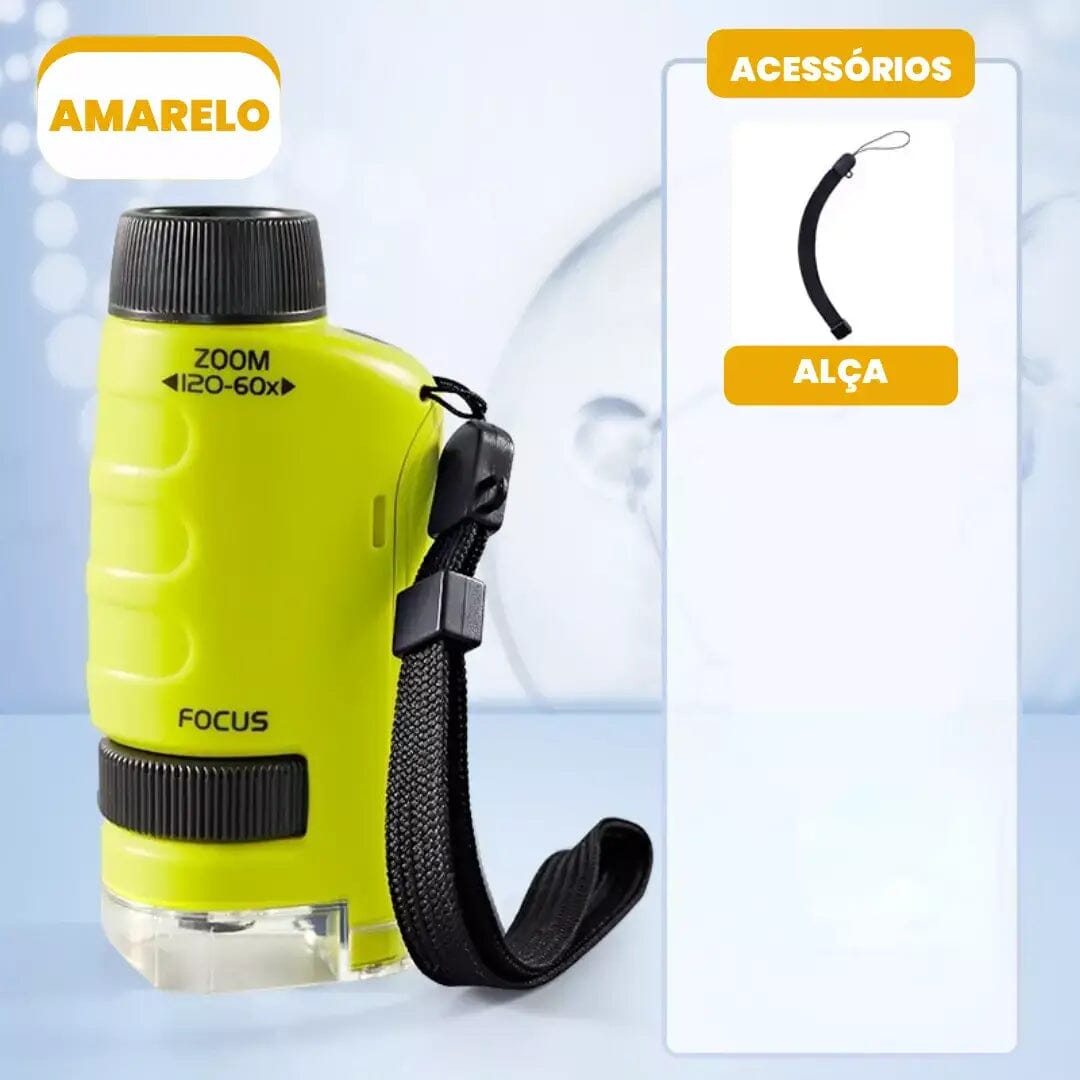 Microscópic - Microscópio Portátil Infantil I&C 3 Criativaê AMARELO