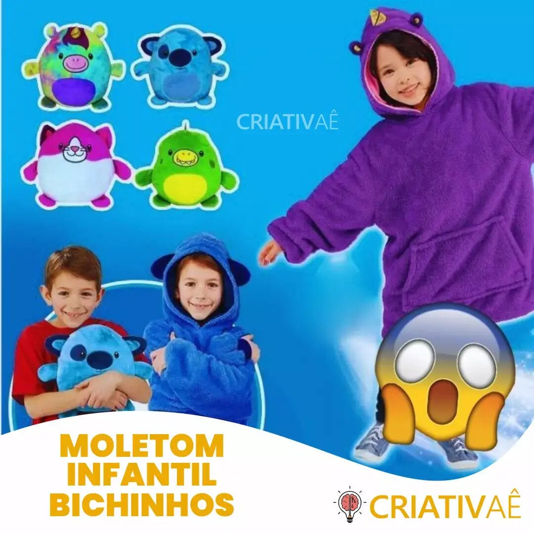 Moletom Infantil Bichinhos - Feito de Lã, Antialérgico e com Capuz I&C 3 Criativaê