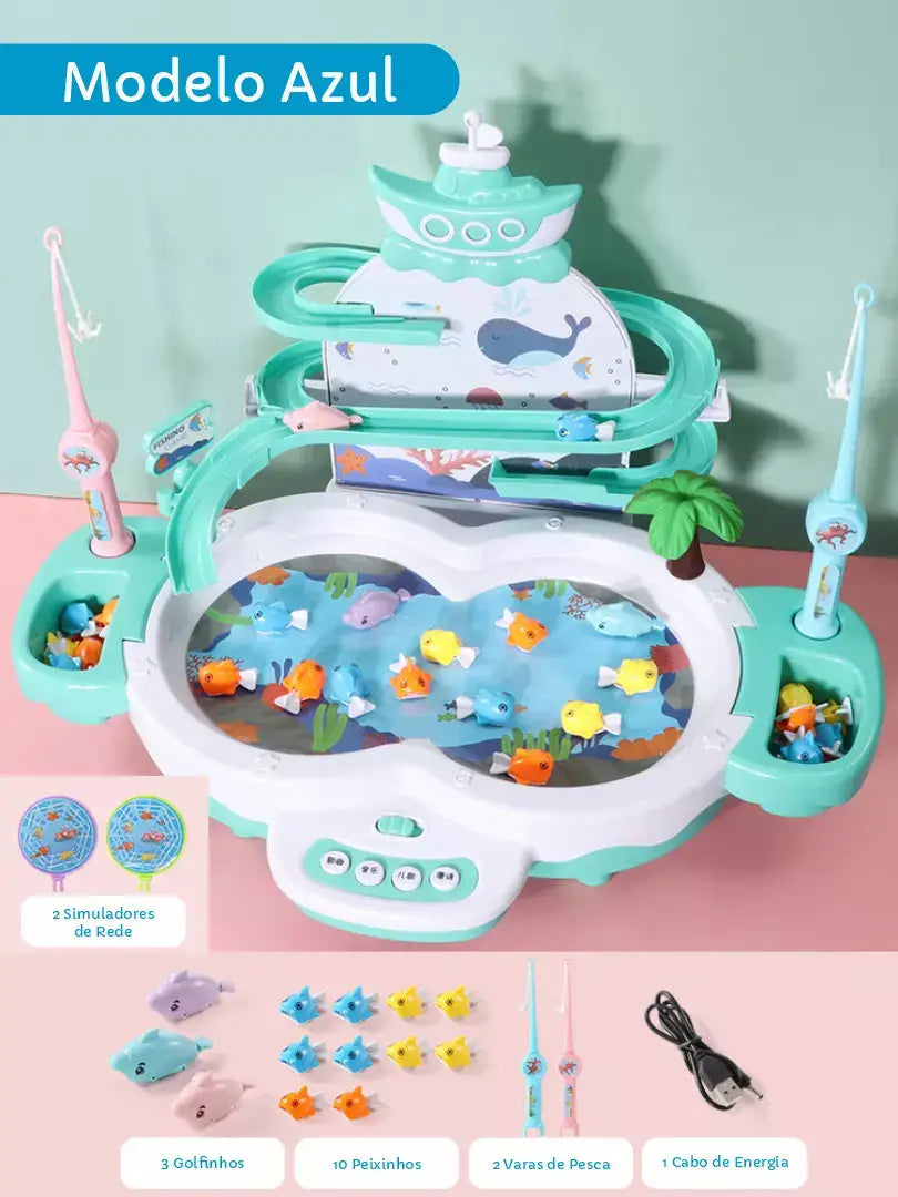 Pesca Criativa - Super Brinquedo de Pescaria Interativo + Brinde Exclusivo Criativaê Azul