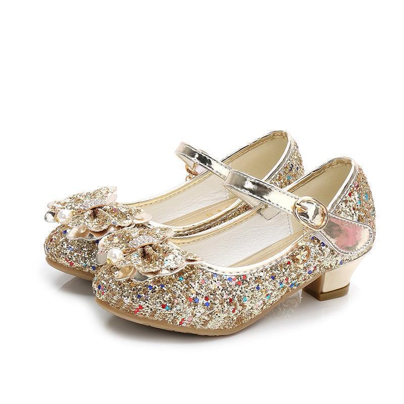 Pezinhos Encantados: Sapato Infantil Estilo Boneca com Laço e Salto Criativaê Dourado 26