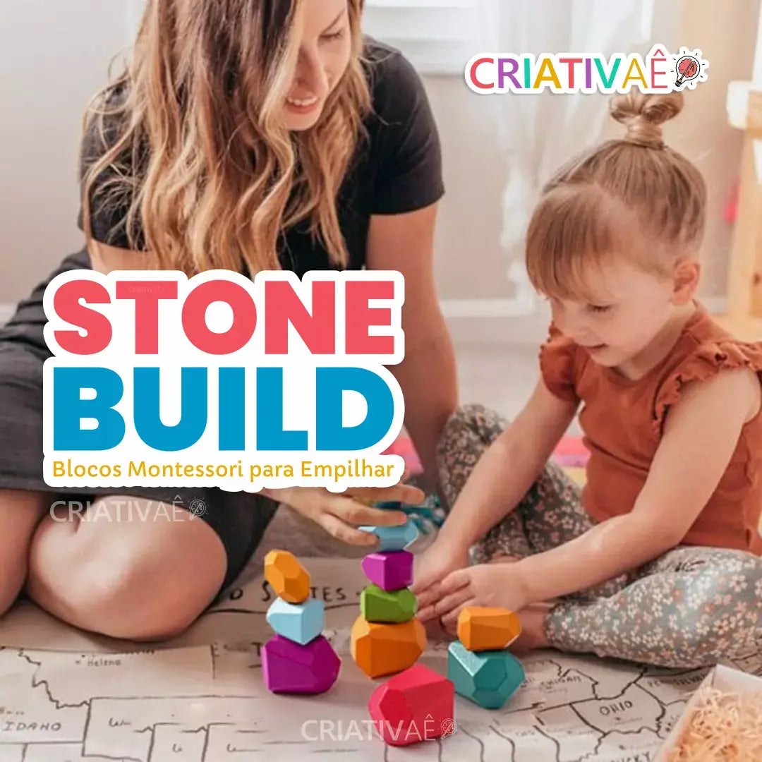 Stone Build - Blocos Montessori para Empilhar + Brinde Exclusivo 3+ Criativaê