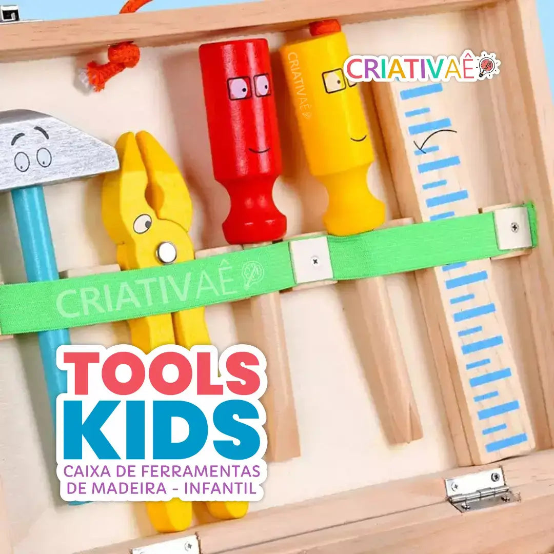 Tools Kids - Caixa de Ferramentas de Madeira Infantil I&C 3 Criativaê