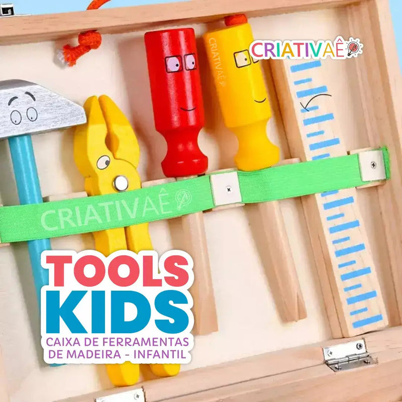 Tools Kids - Caixa de Ferramentas de Madeira Infantil I&C 3 Criativaê