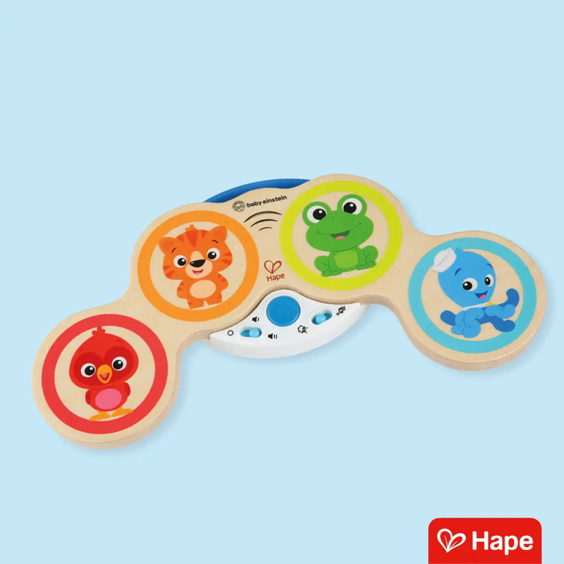 Bateria Musical Infantil de Madeira com Tecnologia Magic Touch Luzes e Ritmos Guiados – Hape