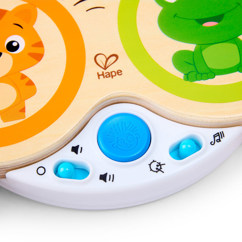 Bateria Musical Infantil de Madeira com Tecnologia Magic Touch Luzes e Ritmos Guiados – Hape