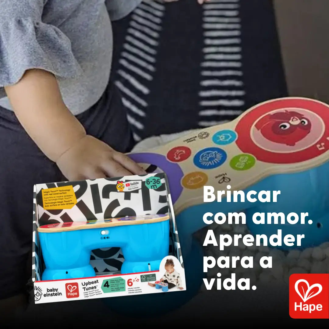 Bongo Musical Infantil de Madeira Premium com Tecnologia Magic Touch Luzes e Melodias – Hape