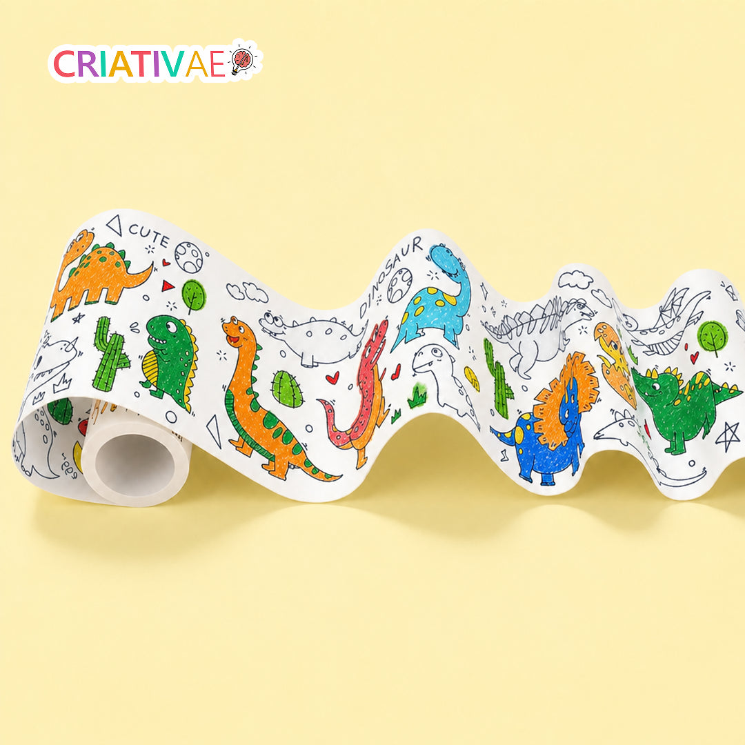 Bobina Criativa Criativaê - Rolo de Colorir de 3 Metros com Mais de 1000 Desenhos Coláveis