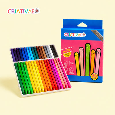 Giz Clean Criativaê - Kit de Giz de Cera Anatômico Antiaderente e Atóxico