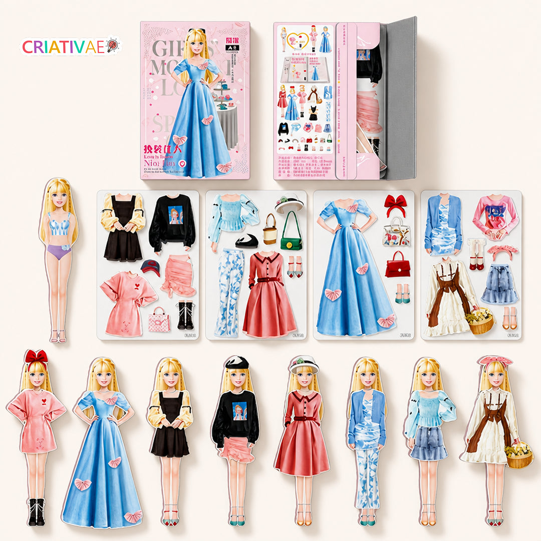 Styldoll Criativaê - Nova Boneca Fashionista com Roupas Magnéticas