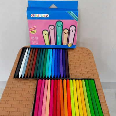 Giz Clean Criativaê - Kit de Giz de Cera Anatômico Antiaderente e Atóxico