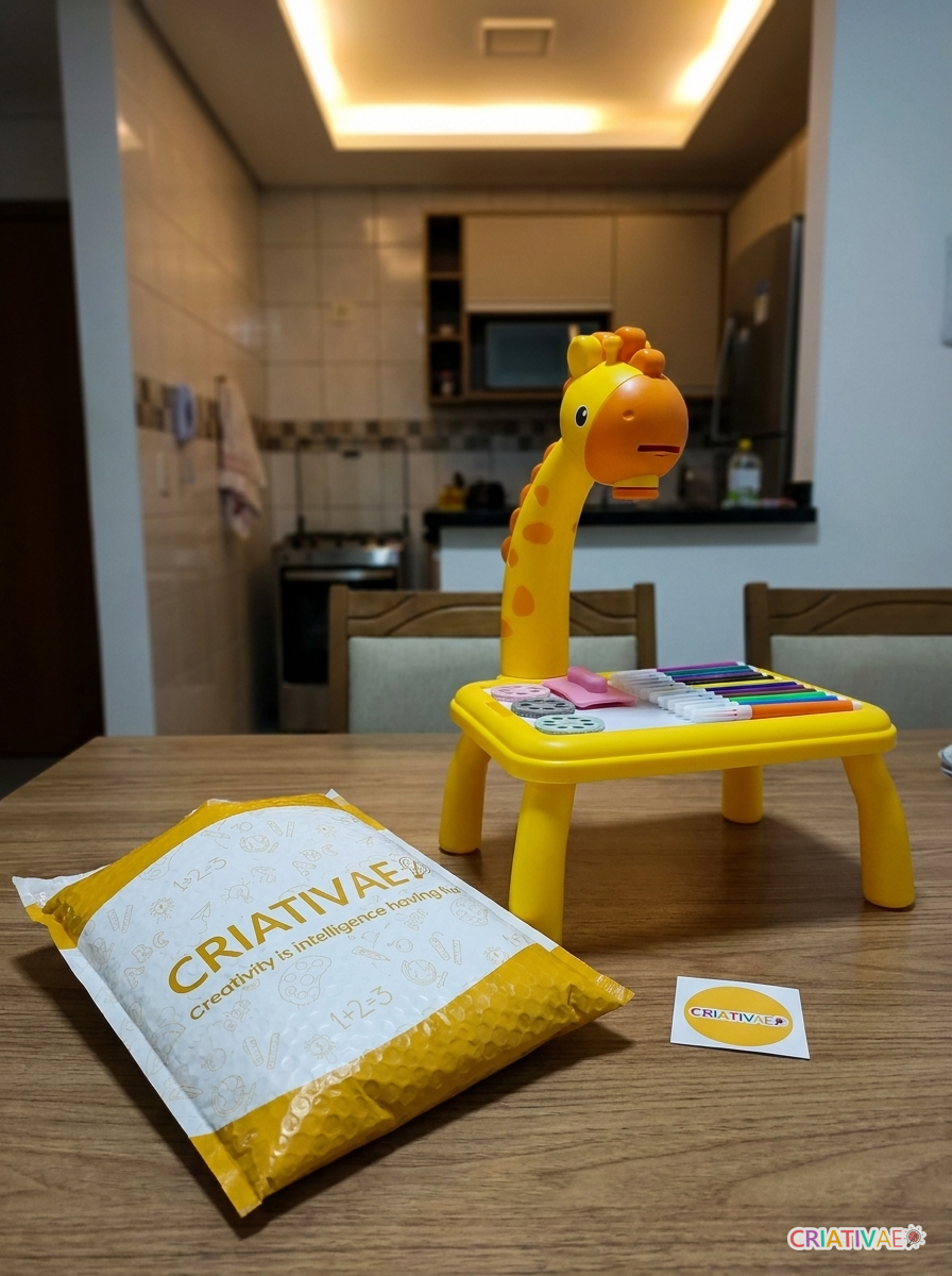Table Kids recém chegada com a embalagem oficial Criativaê e adesivo da marca