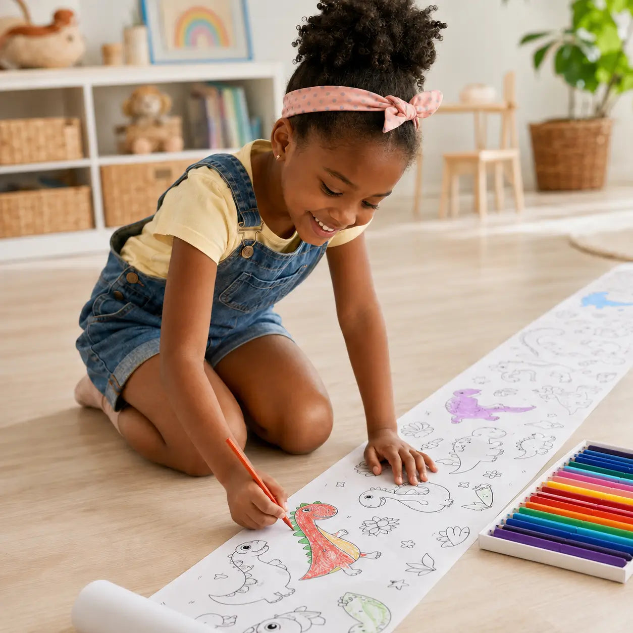 Depois — Bobina Criativa Criativaê - Rolo de Colorir de 3 Metros com Mais de 1000 Desenhos Coláveis