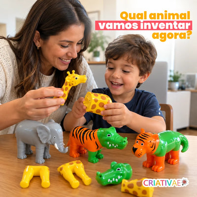 MagnetoZoo Criativaê - Quebra-cabeça Educativo Magnético 3D para Criar, Combinar e Misturar Animais