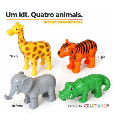 MagnetoZoo Criativaê - Quebra-cabeça Educativo Magnético 3D para Criar, Combinar e Misturar Animais