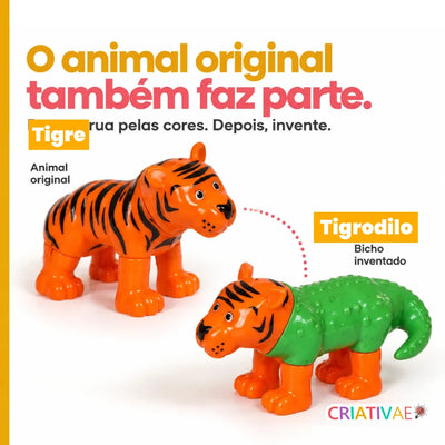 MagnetoZoo Criativaê - Quebra-cabeça Educativo Magnético 3D para Criar, Combinar e Misturar Animais