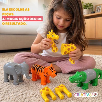 MagnetoZoo Criativaê - Quebra-cabeça Educativo Magnético 3D para Criar, Combinar e Misturar Animais