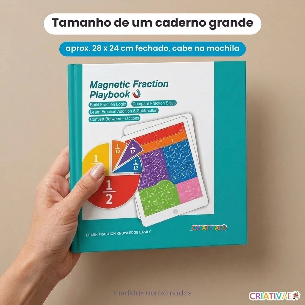 Dimensões do livro magnético Pizza Math: tamanho de um caderno grande