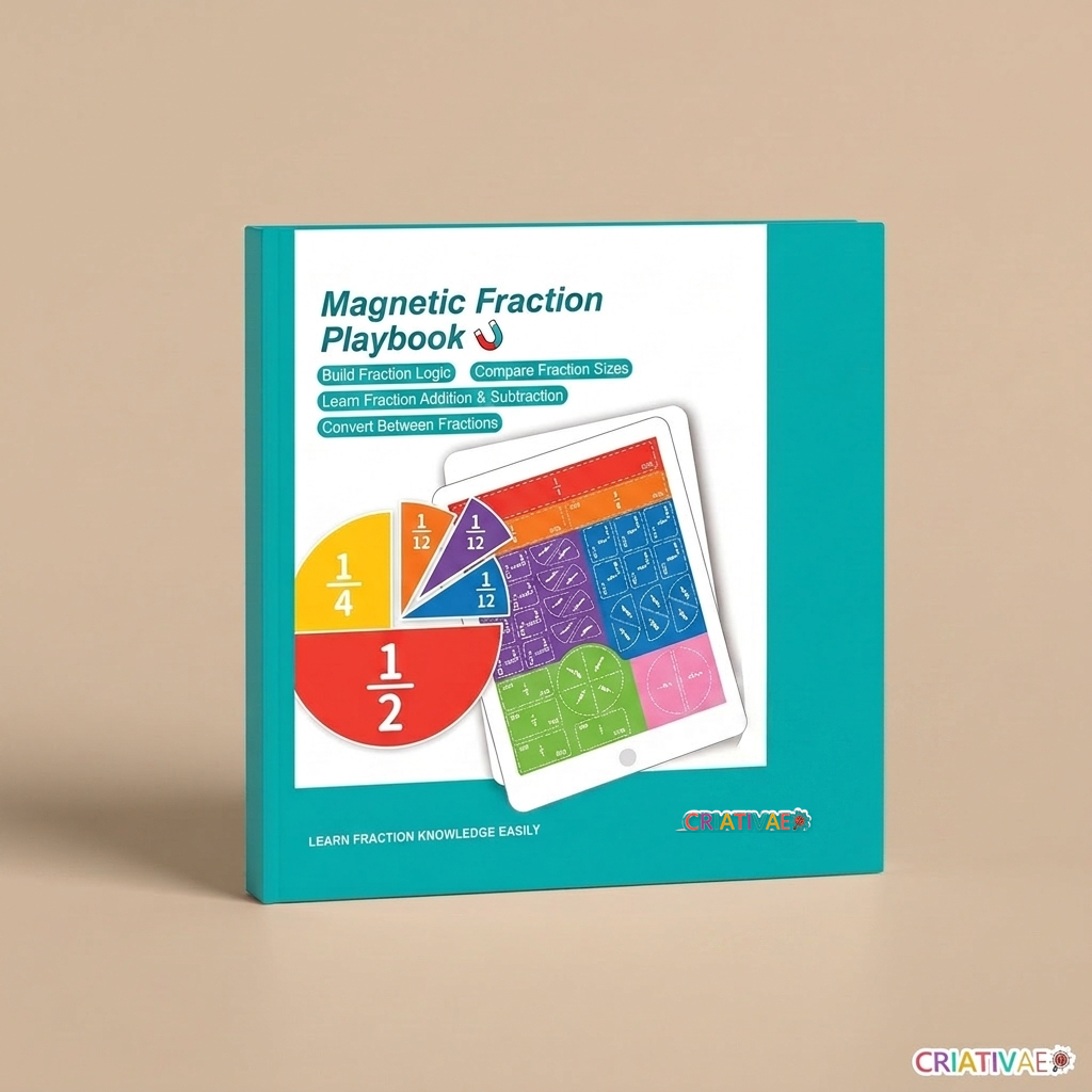 Livro magnético de frações Pizza Math fechado com adesivo Criativaê