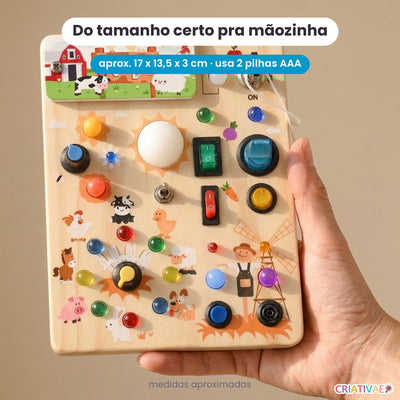 Painel sensorial Busy Kids na mão: tamanho certo pra mãozinha