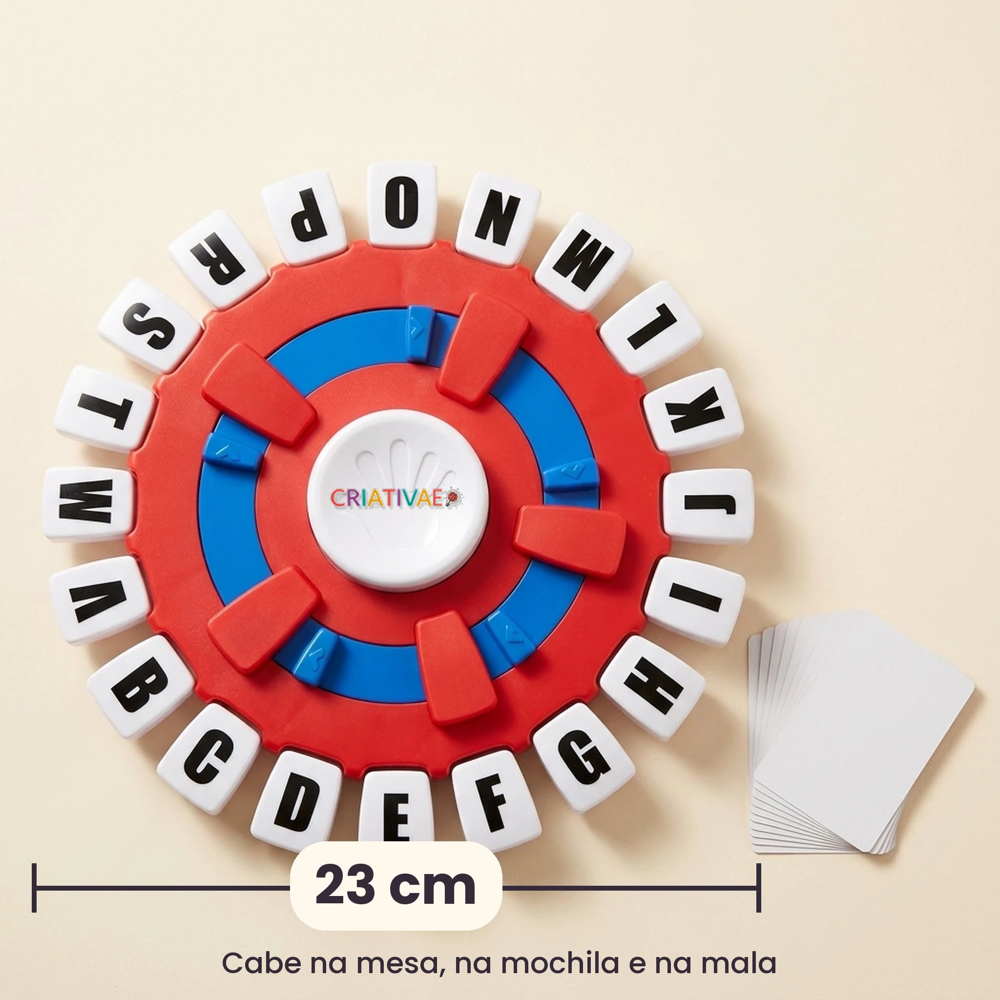 Tabuleiro Word Rush com medida de 23 cm de diâmetro