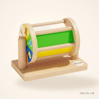 Tumble Kids tambor giratorio Montessori de madeira, fundo creme