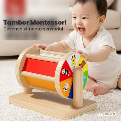 Tambor Montessori Tumble Kids para desenvolvimento sensorial do bebe