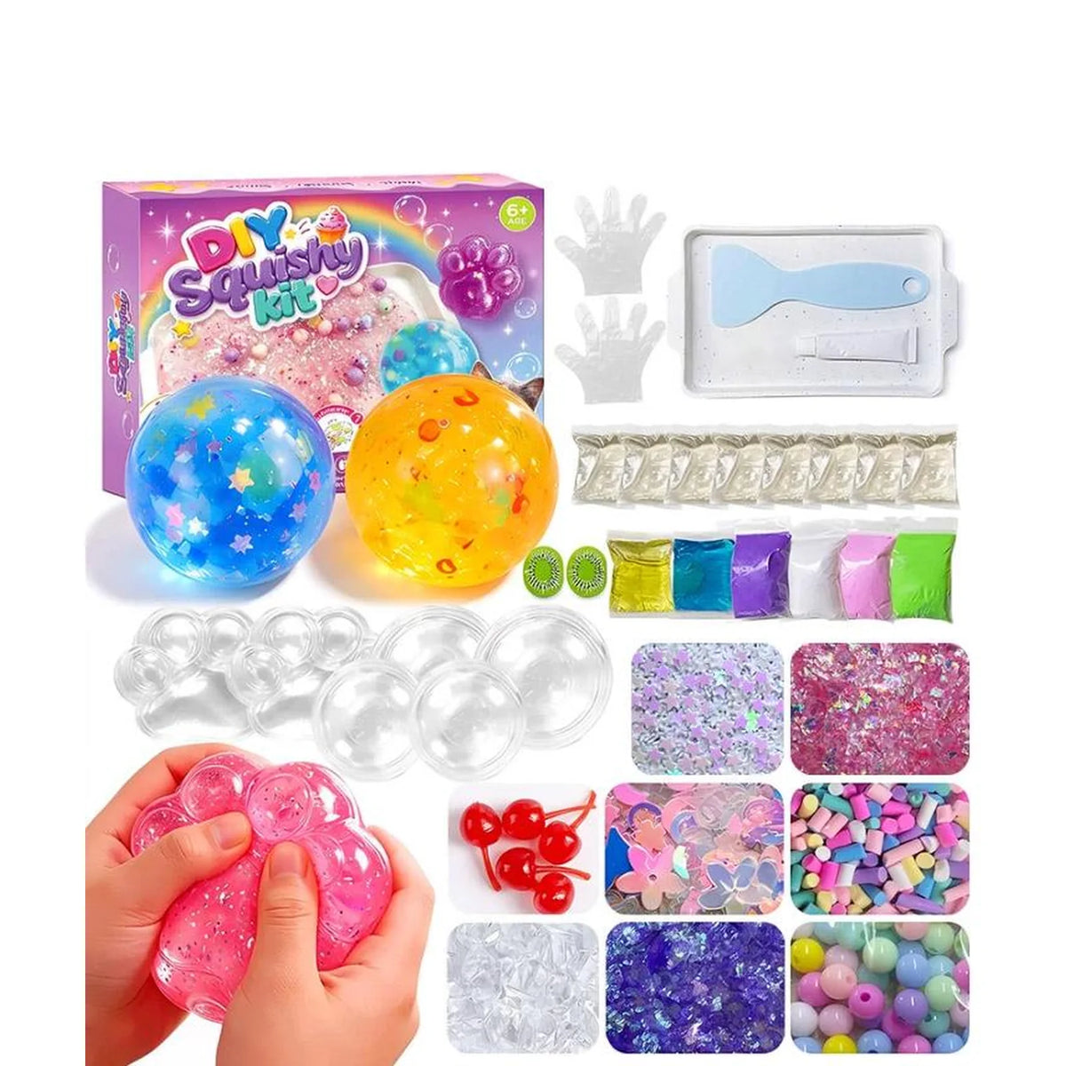 Kit Patinha Squishy com caixa, forminhas e acessórios