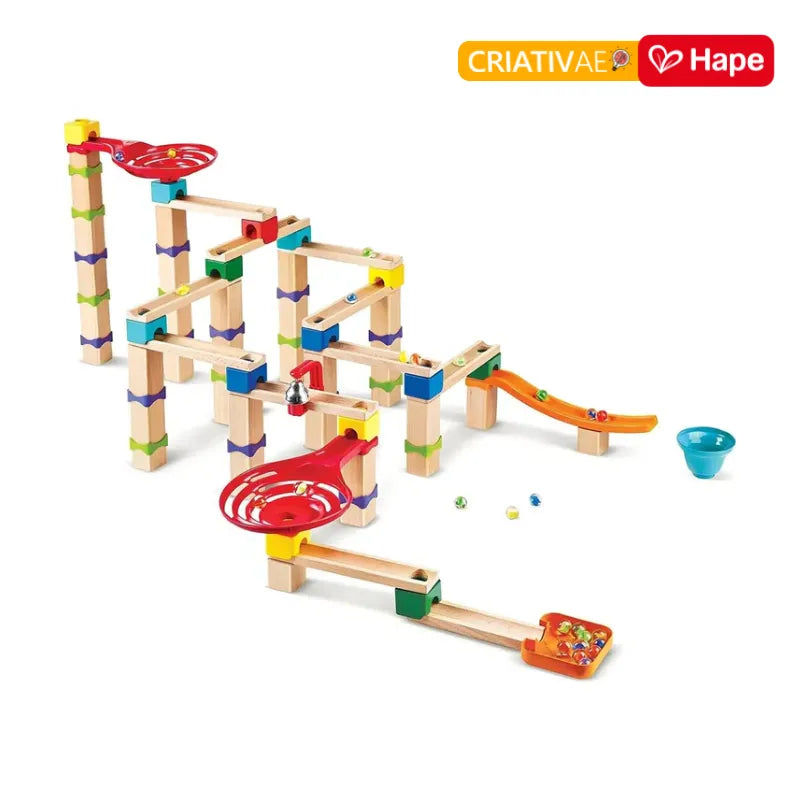 Pista de Obstáculos e Manobras para Bolinhas de Gude de Madeira DIY | HAPE