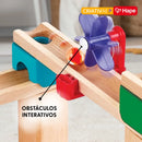 Pista de Corrida de Bolinhas de Gude de Madeira DIY com Dominó e Sino | HAPE