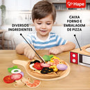 Kit Pizza Infantil de Madeira e Feltro para Cortar com Forno-Caixa | Hape
