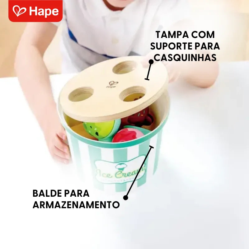 Kit Sorvetes Infantil 19 Peças com Expositor Giratório e Colher | Hape