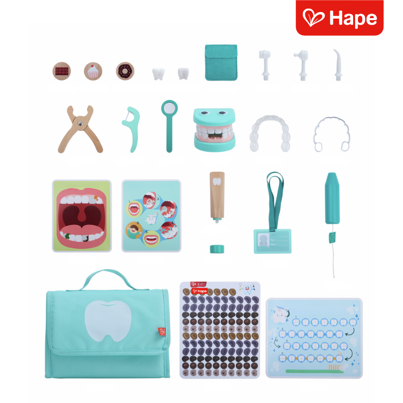 Kit Dentista Infantil 33 Peças com Escova e Dentes Interativos | Hape
