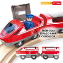 Pista de Trem de Madeira Cidade e Carga 51 Peças | HAPE