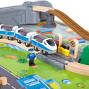 Mesa de Atividades com Pista de Trem de Madeira 70 Peças e Locomotiva a Pilha | HAPE
