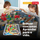 Mesa de Atividades com Pista de Trem de Madeira 70 Peças e Locomotiva a Pilha | HAPE