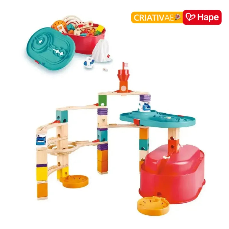 Conjunto de Blocos de Madeira Hape Quadrilla Stack Track para Corrida de Bolas