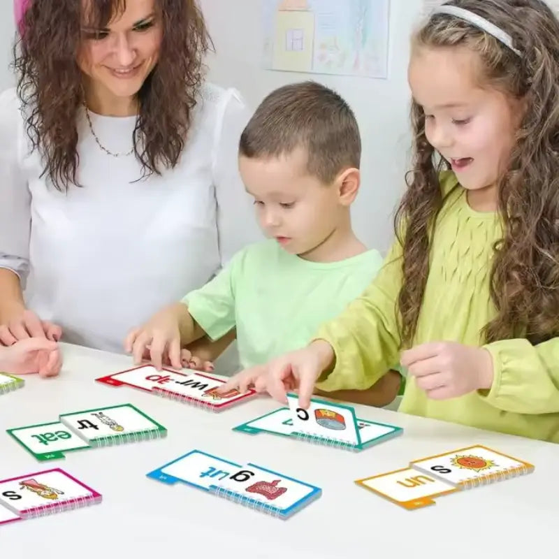 Livros Educativos Flip de Leitura e Rima Bilíngue – Conjunto de 30 Livros e Cartas de Vocabulário | CRIATIVAE