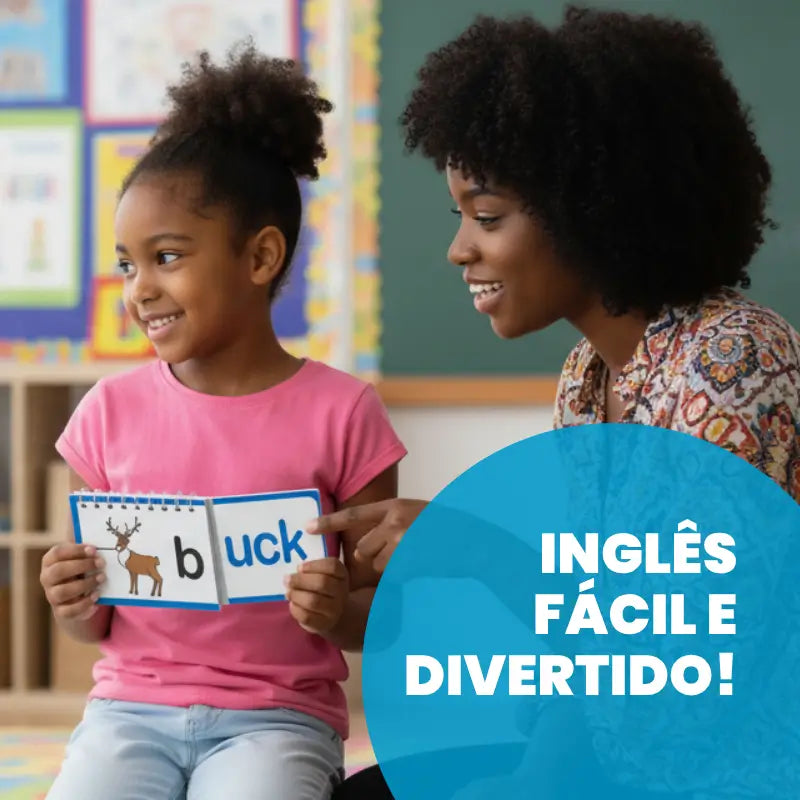 Livros Educativos Flip de Leitura e Rima Bilíngue – Conjunto de 30 Livros e Cartas de Vocabulário | CRIATIVAE
