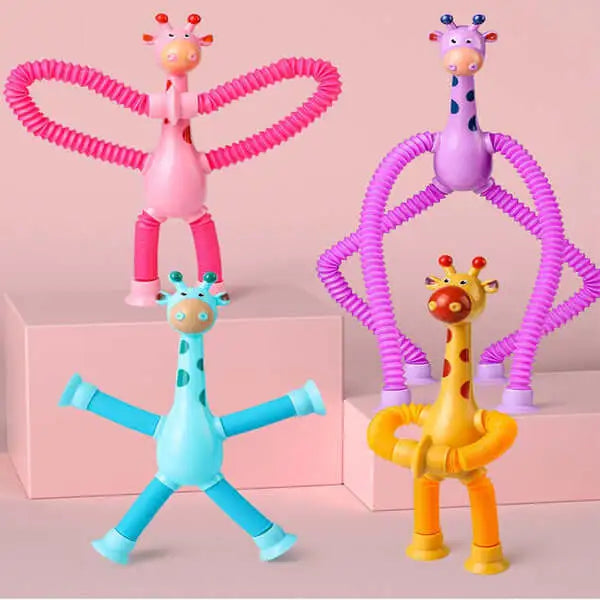 Kit com 4 Giraesticas - Girafas Fofas e Coloridas para Desenvolvimento Motor