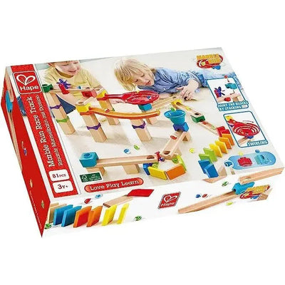Pista de Corrida de Bolinhas de Gude de Madeira DIY com Dominó e Sino | HAPE