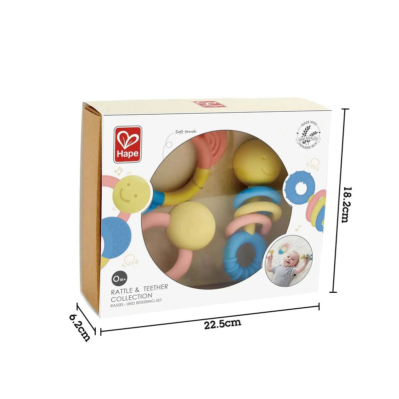 Kit Sensorial Premium para Bebês – Mordedores e Chocalhos de Madeira com Texturas e Cores Suaves – Hape