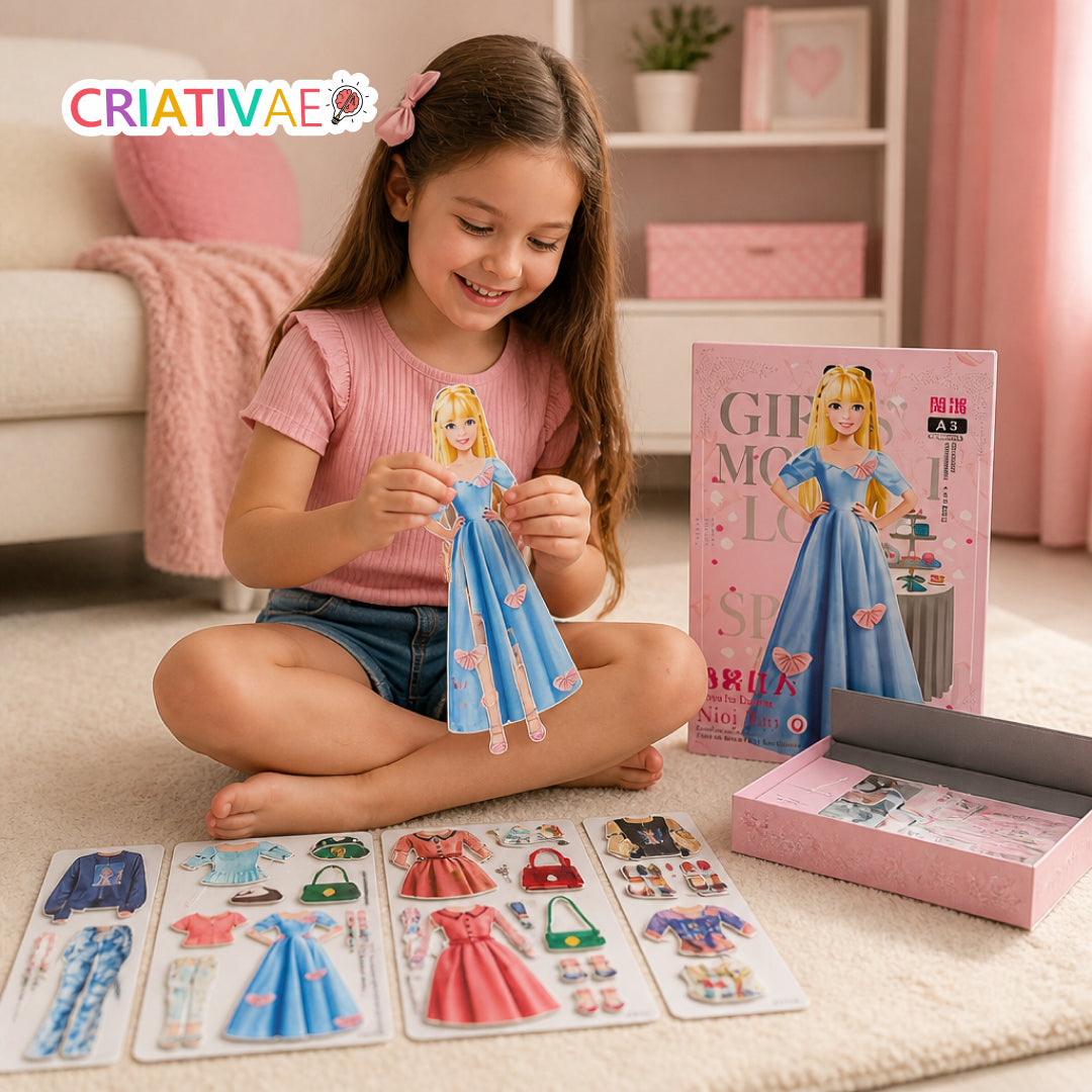 Styldoll Criativaê - Nova Boneca Fashionista com Roupas Magnéticas