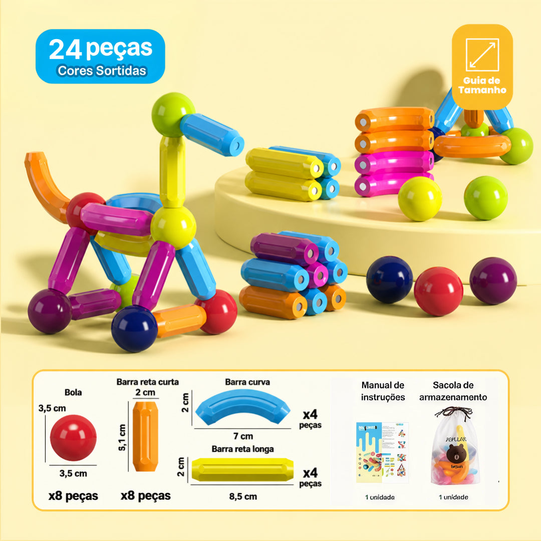 Magna Kids - Conjunto de Bolas e Hastes Magnéticas Criativaê