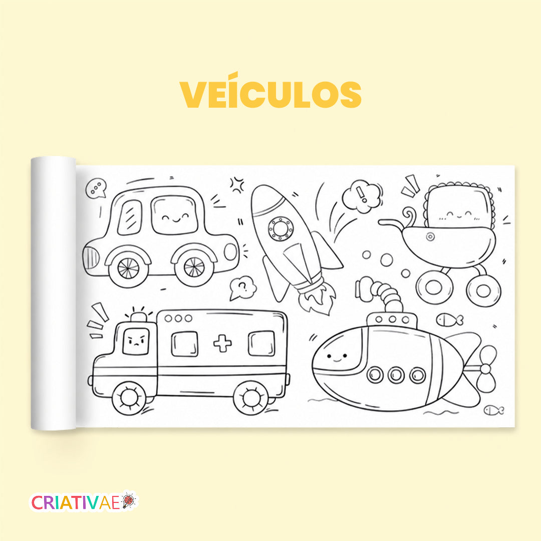 Bobina Criativa Criativaê - Rolo de Colorir de 3 Metros com Mais de 1000 Desenhos Coláveis