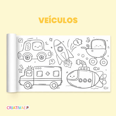 Bobina Criativa Criativaê - Rolo de Colorir de 3 Metros com Mais de 1000 Desenhos Coláveis