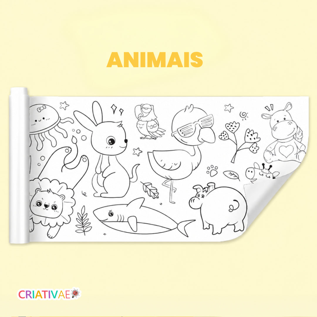 Bobina Criativa Criativaê - Rolo de Colorir de 3 Metros com Mais de 1000 Desenhos Coláveis