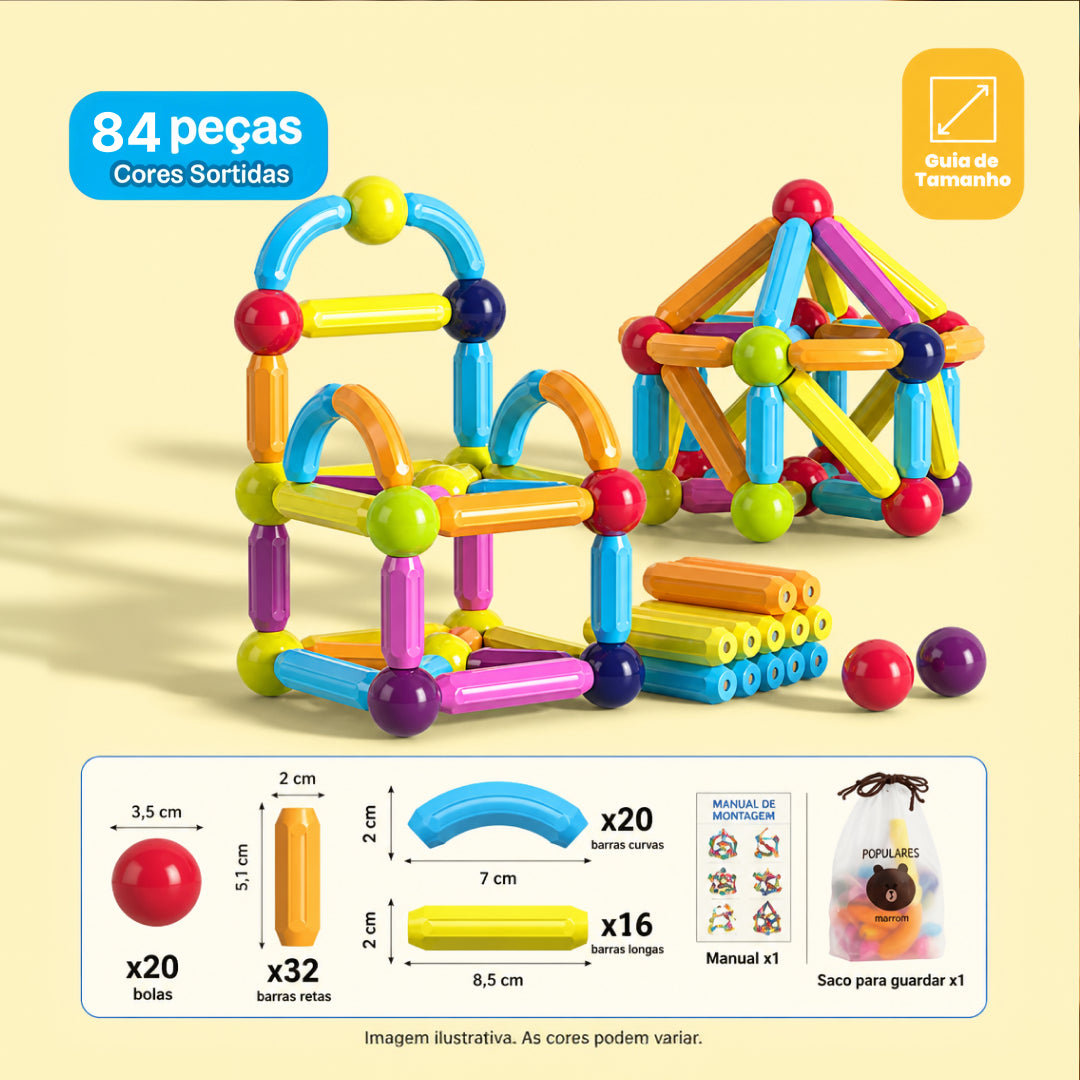 Magna Kids - Conjunto de Bolas e Hastes Magnéticas Criativaê